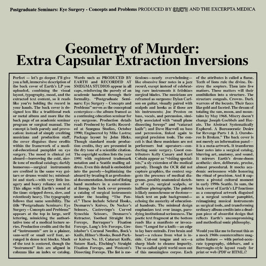 Geometry of Murder: Extra Capsular Extraction Inversions [Crystal Clear Vinyl]